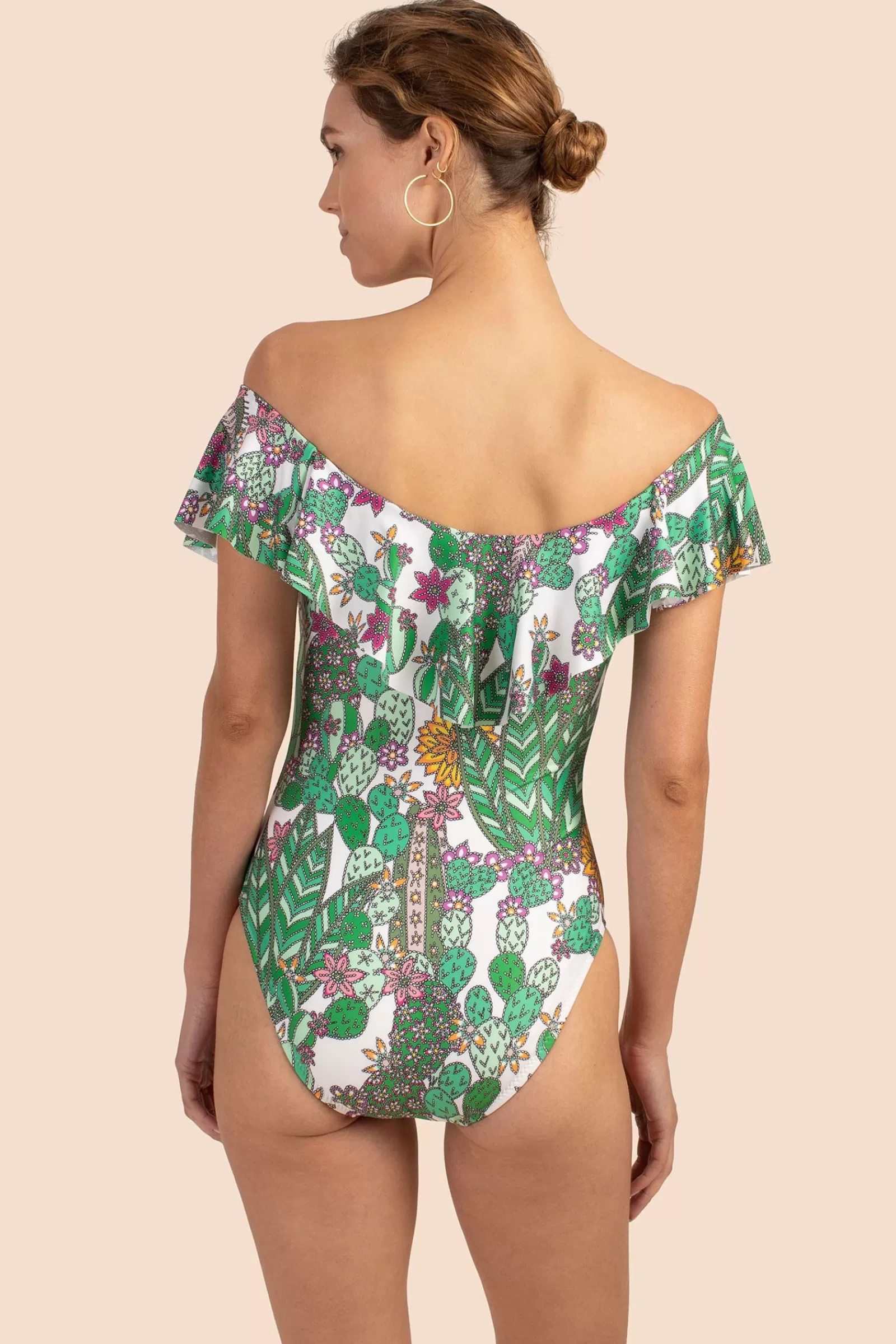 Women Trina Turk Cacti Off The Shoulder Ruffle One Piece