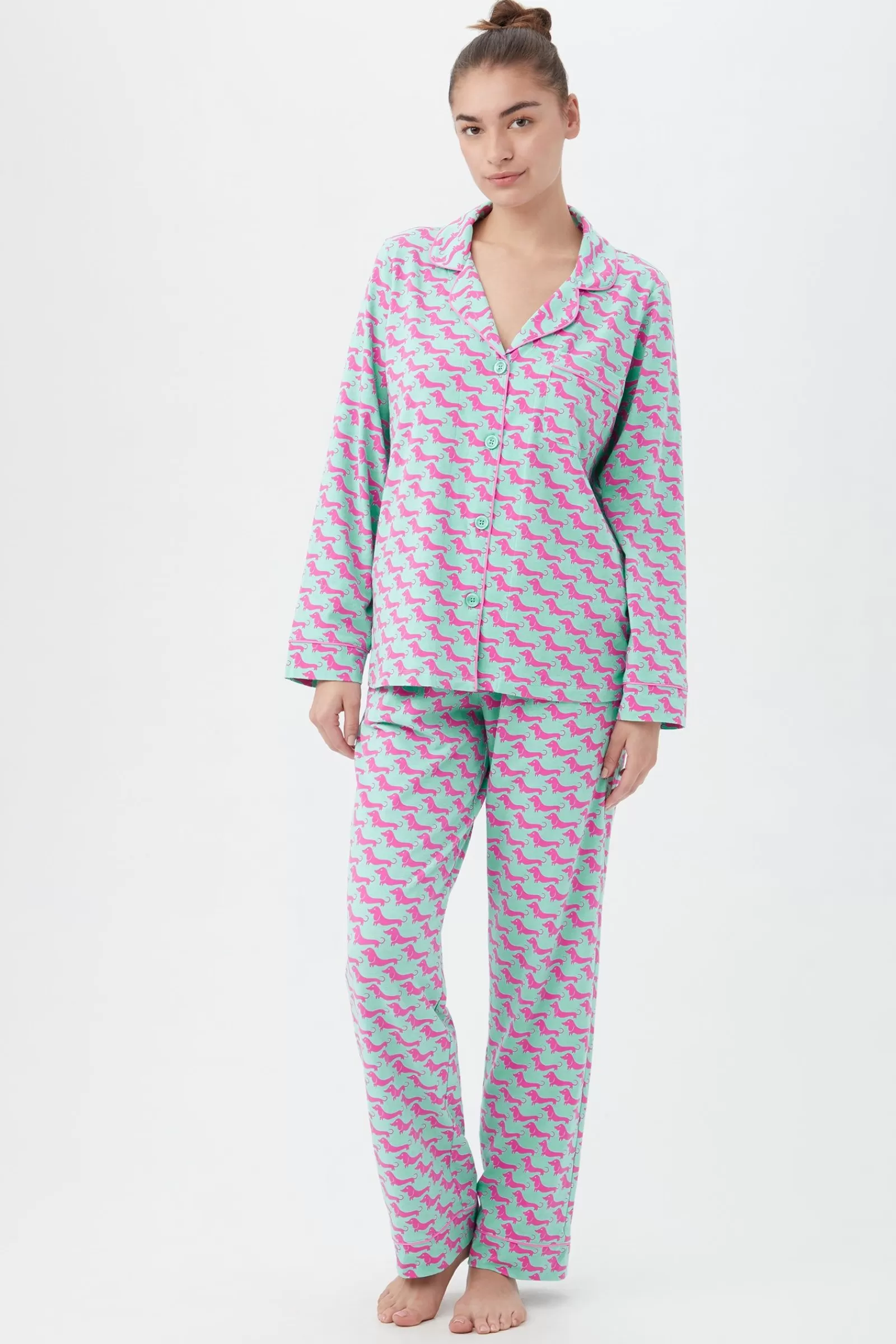 Women Trina Turk Dog Walk Classic Pj Set