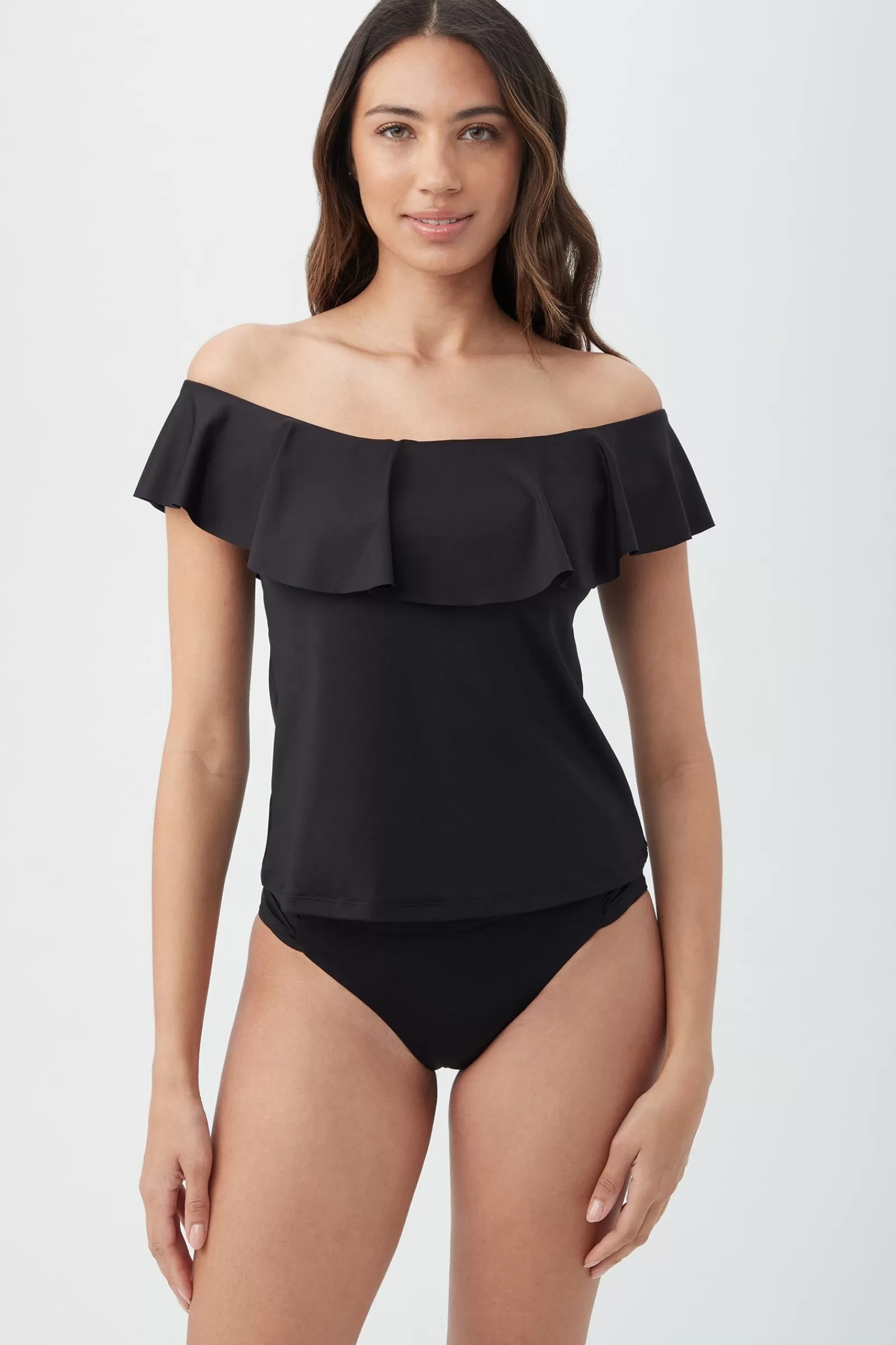 Women Trina Turk Monaco Off The Shoulder Ruffle Tankini