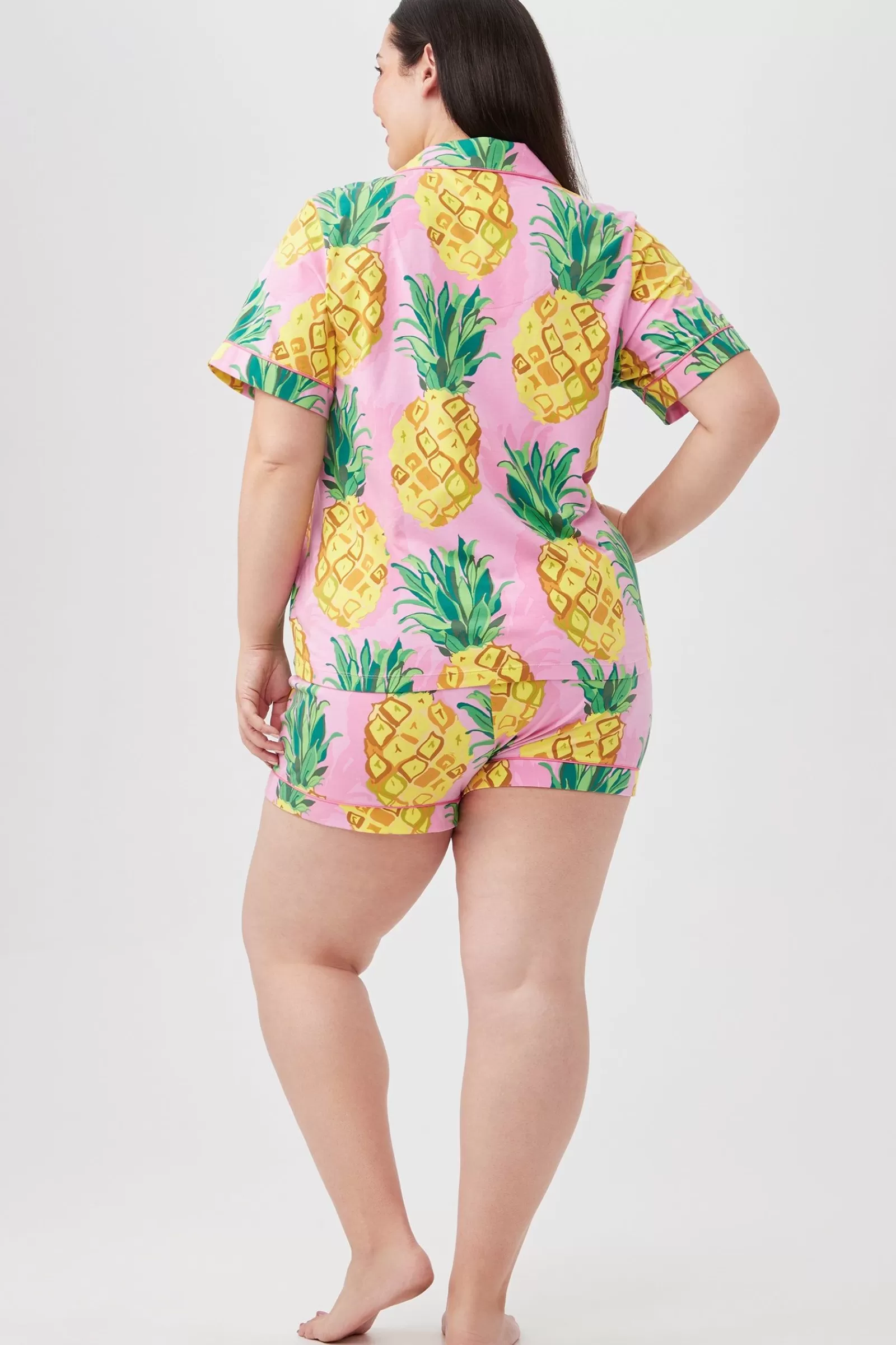 Women Trina Turk Pineapples Women'S Short Sleeve Shorty Jersey Pj Set